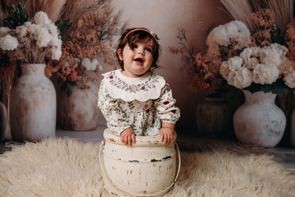 baby honeybucket boho flower backdrop antique