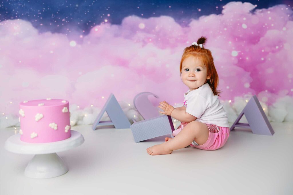 baby cake smash pink blue