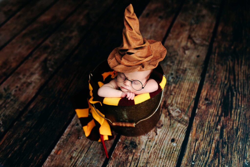 Harry potter newborn photo sorting hat