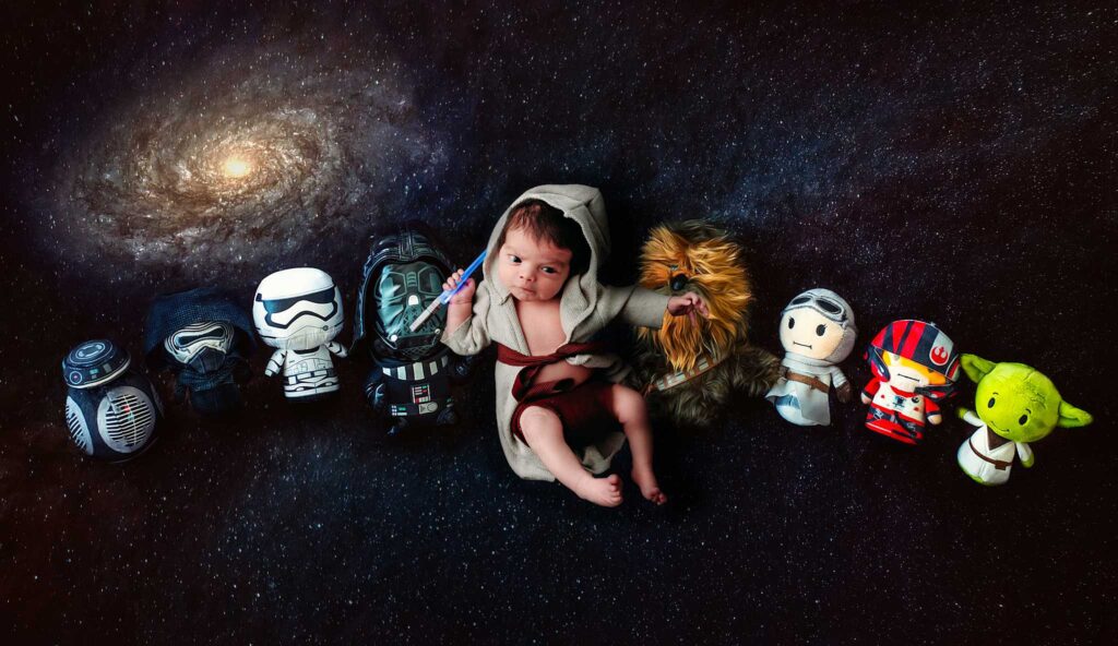 Star Wars Newborn Photo shoot jedi plushies