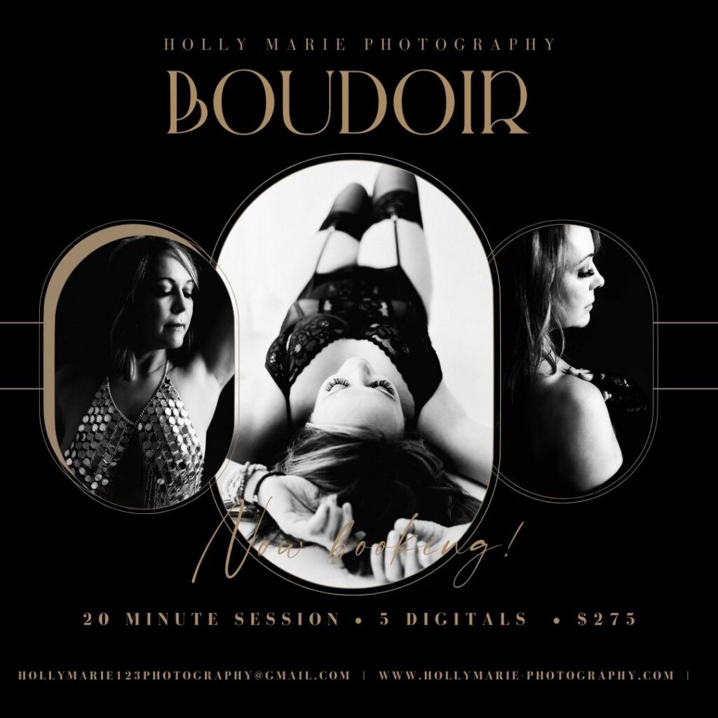 Boudoir model black and white lingerie indianapolis