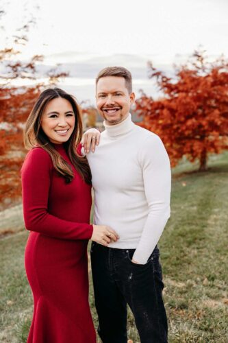 fall photos red dress